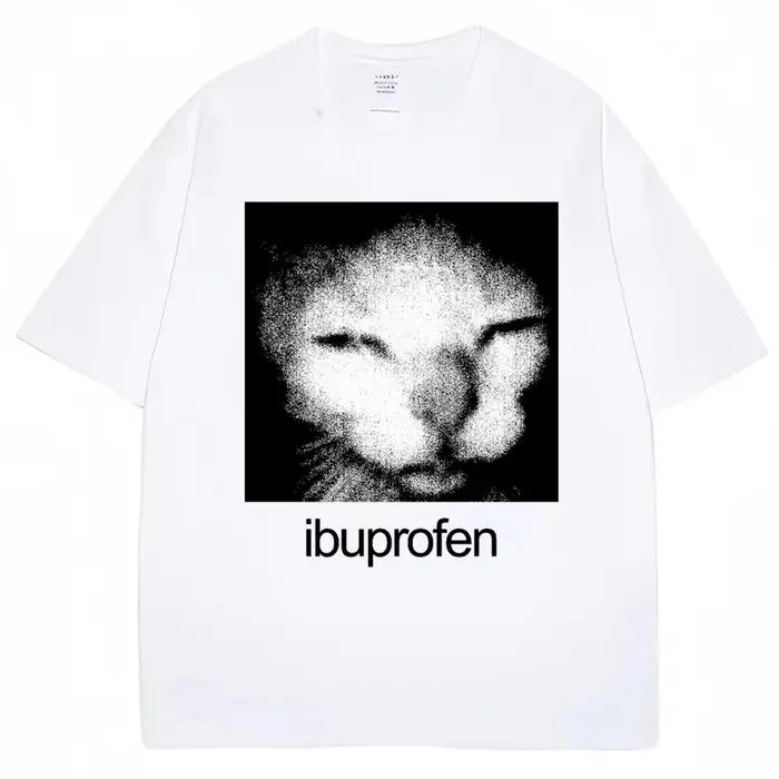 2026 Vintage Drôle Ibuprofen Chat Meme Graphique T-shirt Femmes Humor Mode T-shirts Surdimensionné D