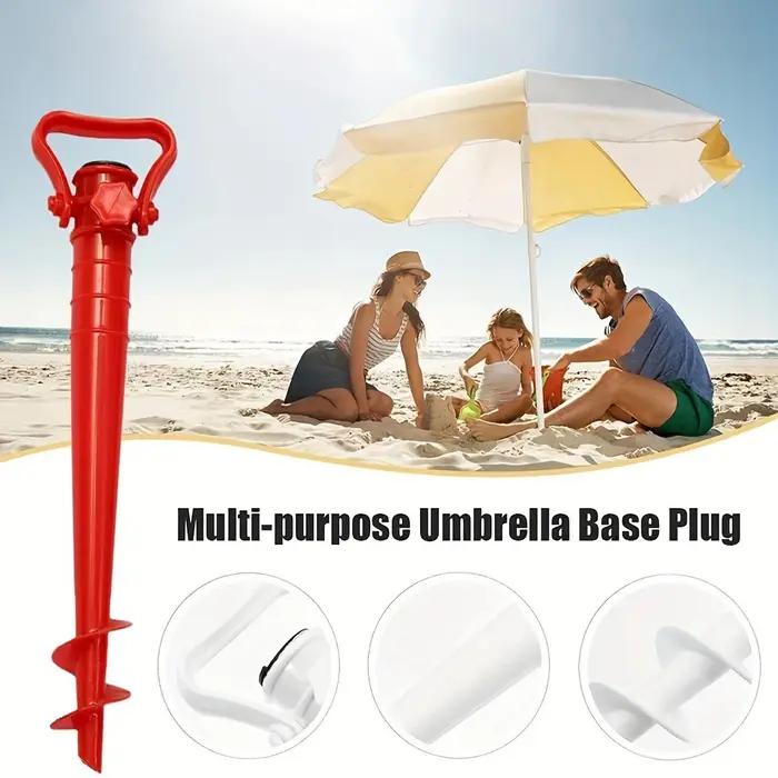 Injecteur de parapluie de plage rouge, vis en spirale, support de parapluie solaire de jardin extéri