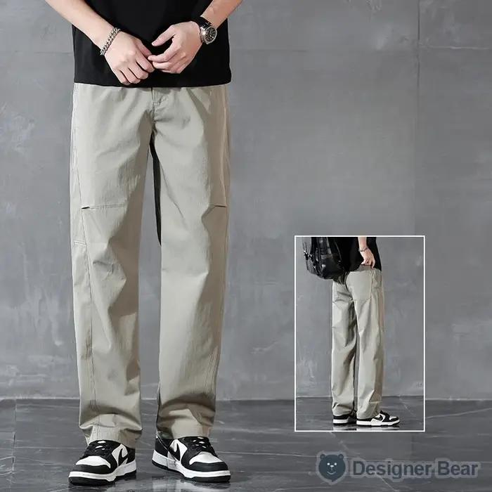 Pantalon long décontracté pour homme, coupe droite, taille élastique, couleur unie, idéal pour le pr