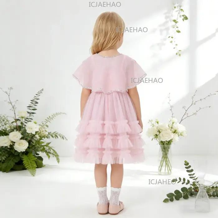 Robe de princesse rose pour filles, avec tulle et broderie, élégante, 3D, pour anniversaire, fête fo