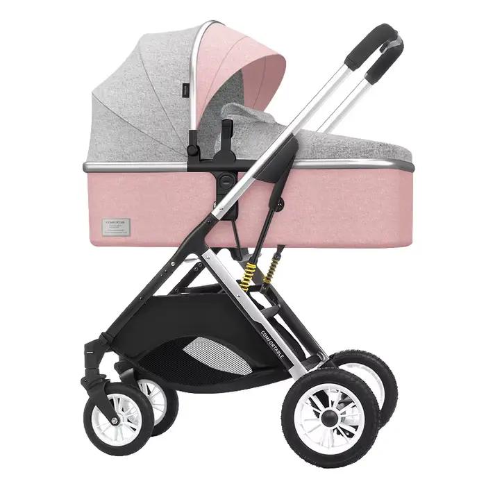 Poussette bébé inclinable légère et pratique pour voyages et sorties familiales avec vue panoramique et absorbe chocs pour sécurité maximale
