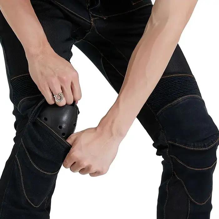 Jeans de moto brodés pour hommes, pantalon, ceinture de motocross, option d'équipement de protection