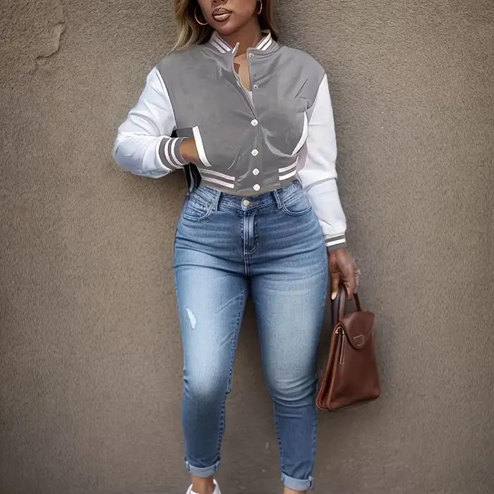 Veste de baseball à simple boutonnage pour femmes, veste assortie, européen et N, document, printemp