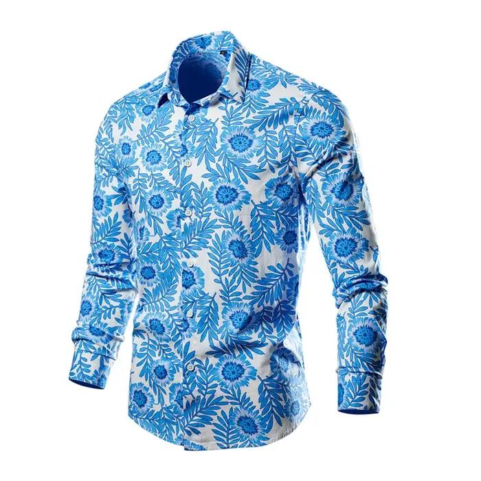 Chemise à manches longues florales pour hommes et femmes, revers à bouton unique, imprimé en 3D, gra