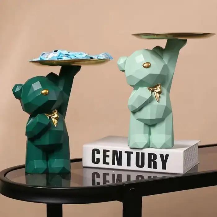 Statue d'ours géométrique en résine, décoration de table, décor d'artisanat d'entrée, bureau, café,