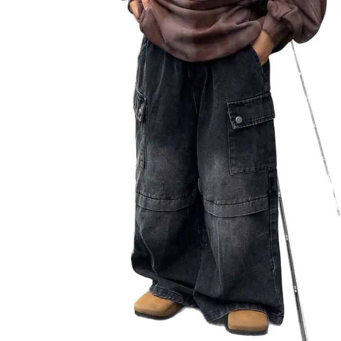 Pantalon rétro UNITIM garçons printemps 2026 - Jean décontracté large denim enfants 2 à 7 ans