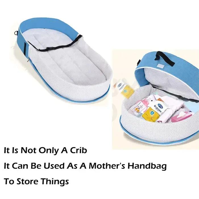 Lit de bébé biomimétique pliant avec filet et auvent isolation pour bébé anti-pression occasions spéciales et voyages