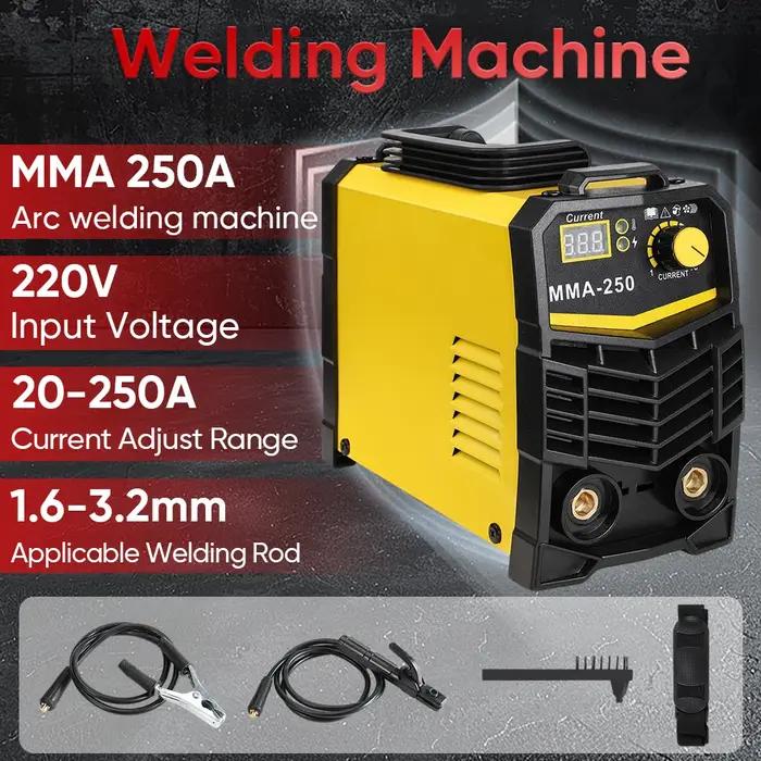 Machine à souder à onduleur 250A, 220V IGBT, soudeur électrique LCD avec porte-électrode, masque de