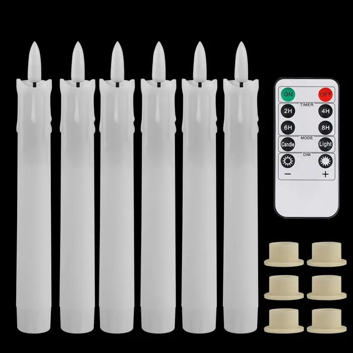 Cône d'ivoire scintillant sans flamme avec télécommande, LED, bougie mèche 3D, fonctionnement à pile