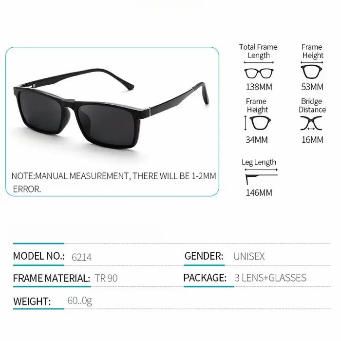 YIMARUILI mode TR90 magnétique polarisé lunettes à clipser pour femmes rétro carré optique Prescript