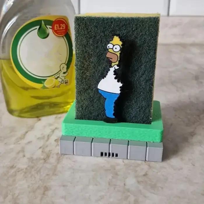 Porte-éponge Homer Simpson, accessoires de rangement de cuisine amusants