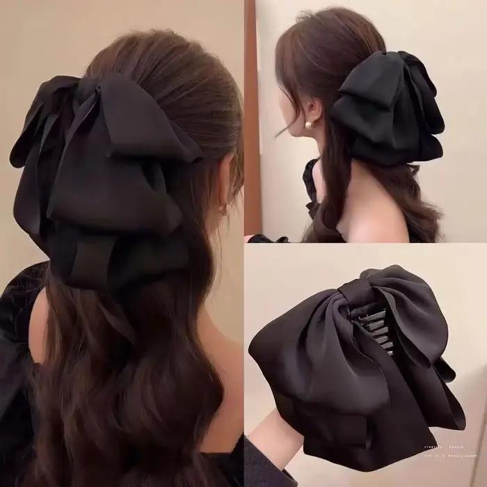 Pince à cheveux coréenne grande taille pour femmes, Barrettes à queue de cheval haute, couvre-chef p