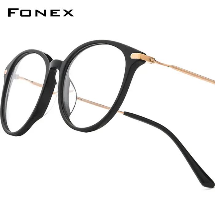 FONEX acétate titane lunettes cadre femmes marque Design Vintage rétro rond lunettes hommes lunettes
