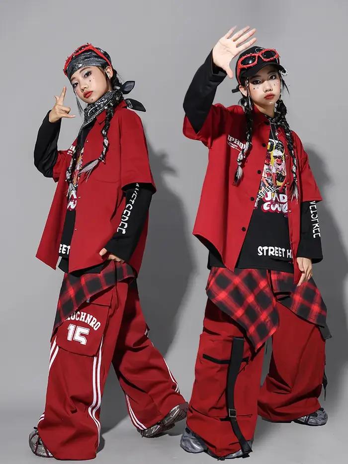 Sweat-shirt à la mode Hip Hop pour garçons, pantalon cargo pour danse de rue, haut K-pop pour filles