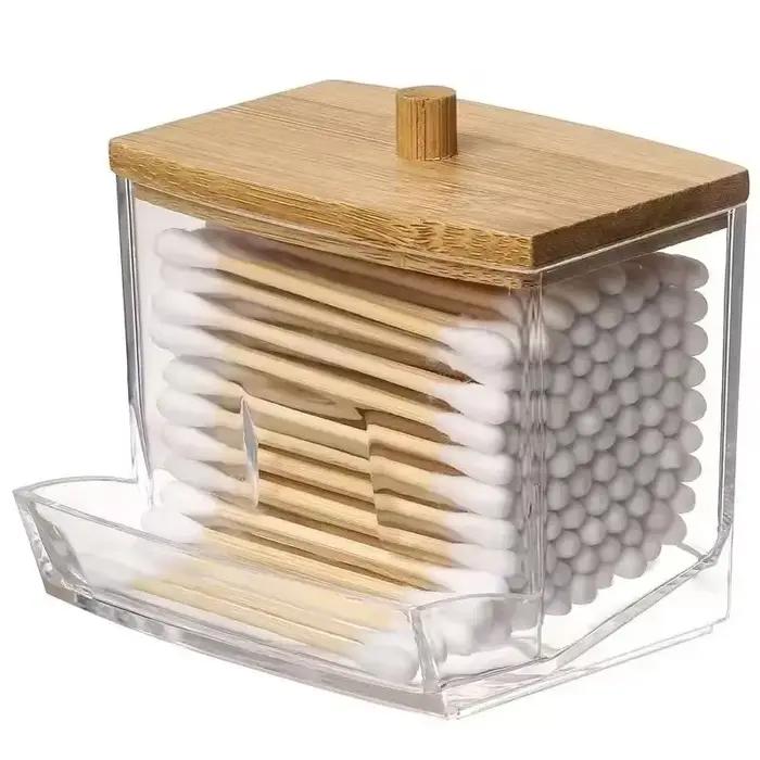 Boîte de rangement pour coton-tige, conteneur pour coton-tige à Double tête, couvercle carré Transpa