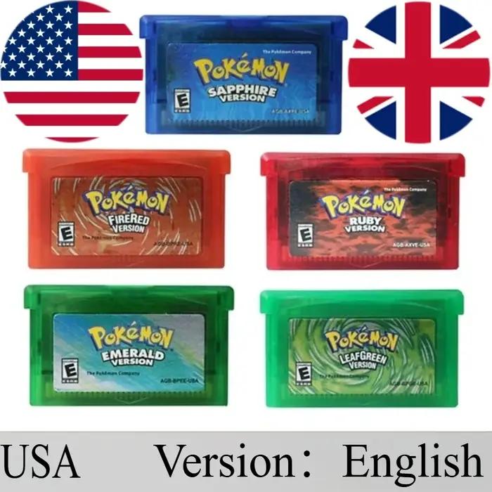 Cartouche de jeu vidéo GBA populaire des états-unis, carte de Console, série Pokemon, émeraude, feui