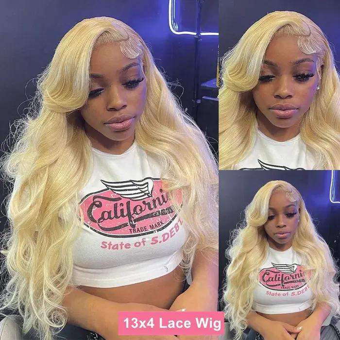 Perruque Lace Front Wig Body Wave Brésilienne Naturelle, Cheveux Humains Colorés, Blond Miel Transpa