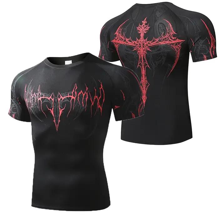 T-shirt ajusté pour homme, T-shirt de compression d'été pour homme, Hauts de fitness pour la gym, Vê