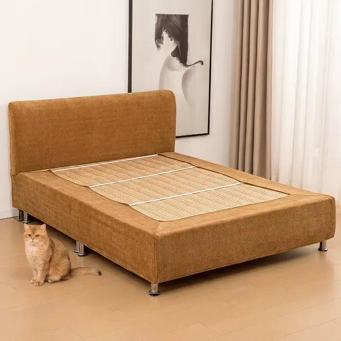 Housse de tête de lit et cadre de lit en tissu chenille résistante aux rayures et griffures pour animaux de compagnie amovible et lavable pour femmes et hommes occasions spéciales