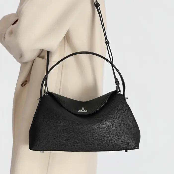 Sac de shopping décontracté de grande capacité en cuir de vache de haute qualité pour femmes, sac à