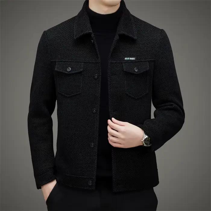 Manteau épais et décontracté pour hommes, veste tendance à revers de haute qualité, nouvelle collect