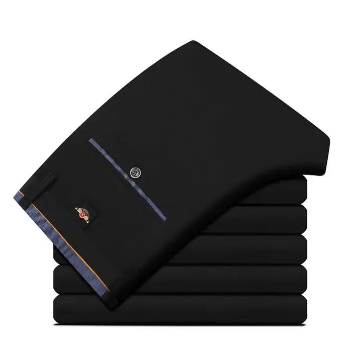 Pantalon d'Affaires pour Homme, Long, Fin, Formel, Couleur Unie, Droit, Baggy, Bureau, Été, FJDstres