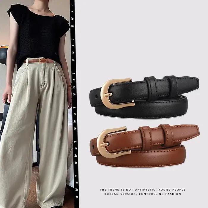 Ceinture d'été marron avec pantalon occidental assorti, Simple et polyvalente, nouvelle décoration à