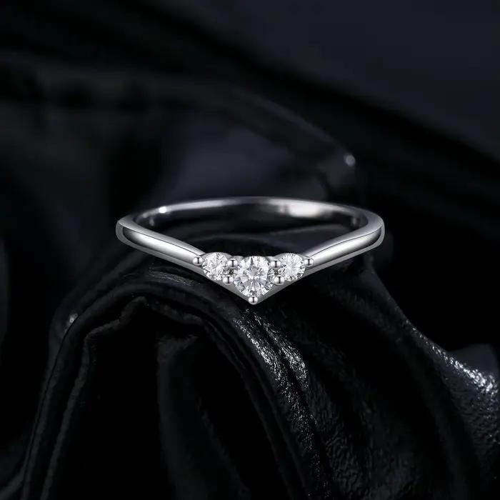 MODIAN Simple éternité Moissanite bague 925 en argent Sterling scintillant Simple mince bague de mar