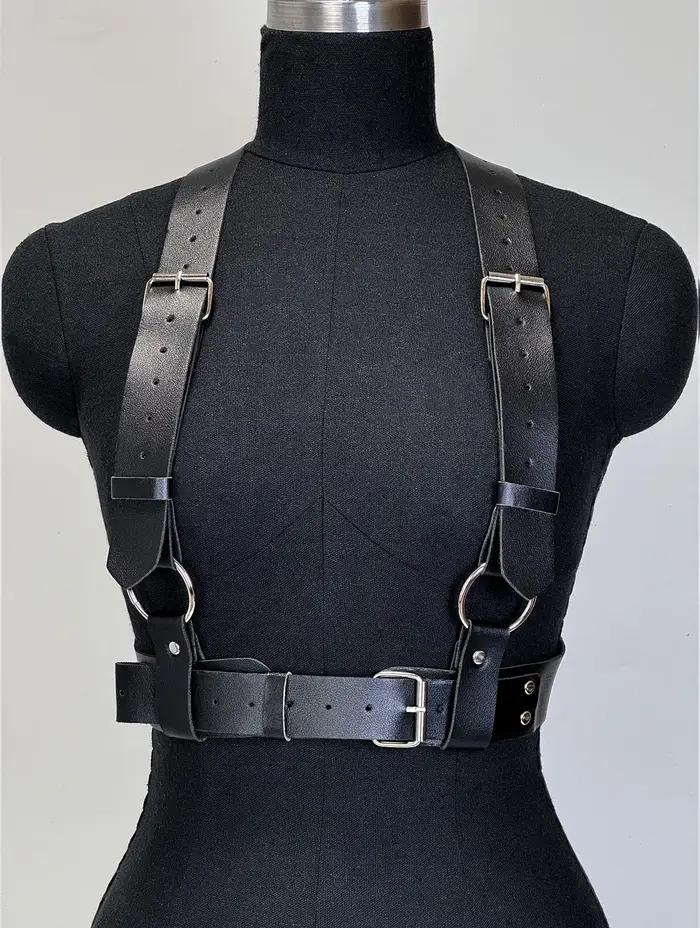 Harnais en cuir PU pour femmes, ceinture de taille Punk cloutée, sangles de harnais décoratives, bre