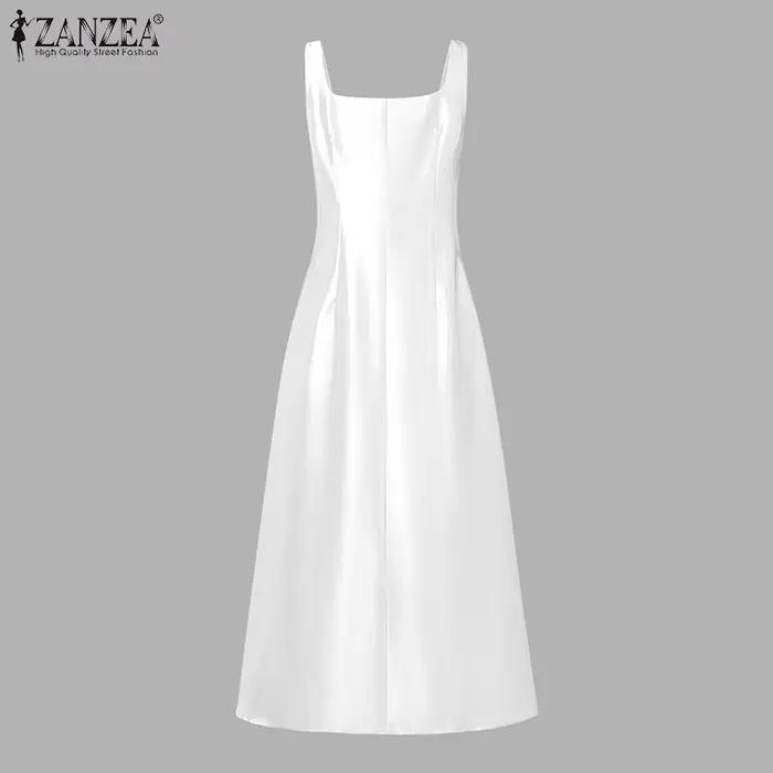 ZANZEA – robe longue élégante en Satin blanc pour femmes, robe de soirée Cocktail pour invitées de m
