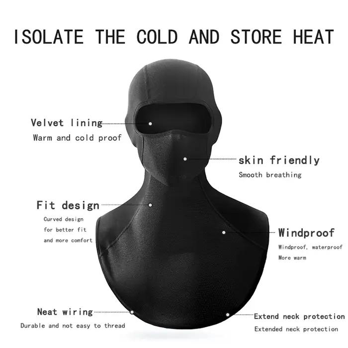 Couvre-tête chaud étendu pour l'extérieur, couvre-tête de moto, masque de doublure coupe-vent, masqu