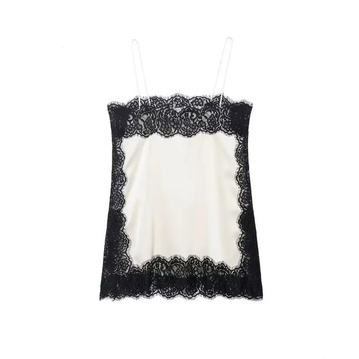 Zevity 2026 femmes Sexy dentelle couture doux Satin fronde Blouse femme Style intérieur marque chemi