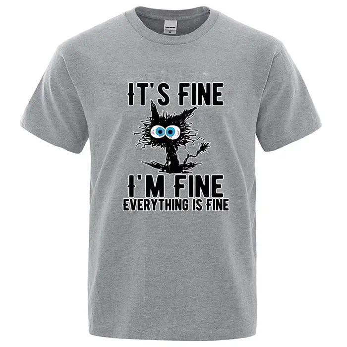 T-shirt homme haute qualité 100% coton drôle Cool chat imprimé T-shirt décontracté homme manches cou