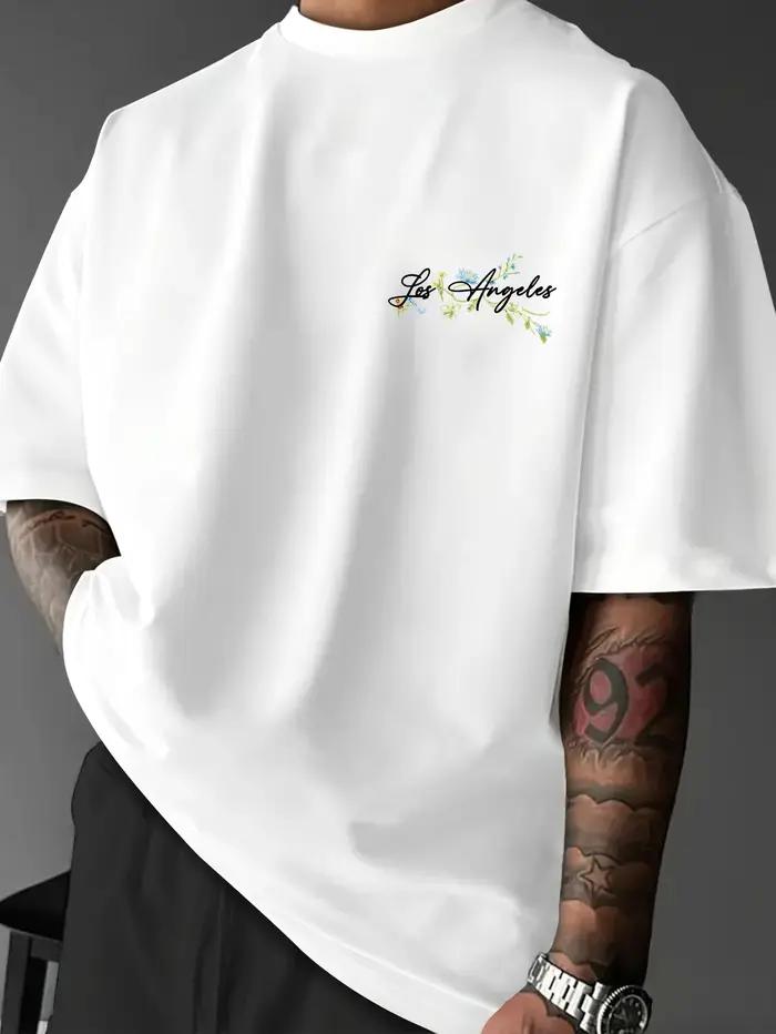 T-shirt pour homme au style rétro estival, personnalisé et tendance, avec des motifs de petites fleu