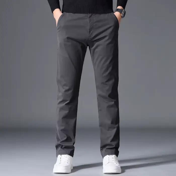 Pantalon en coton pour homme, coupe droite classique, élastique, couleur unie, décontracté, pour aff