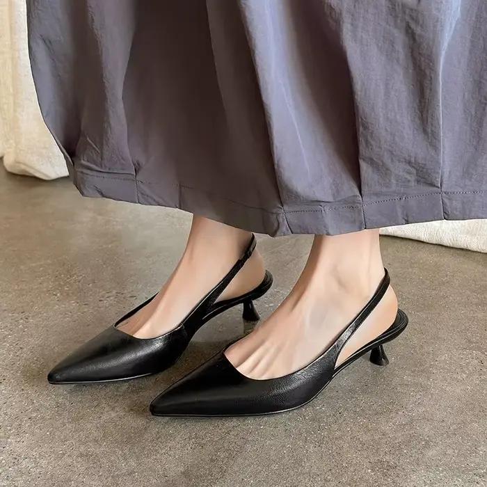 MORAZORA – sandales en cuir véritable pour femmes, grande taille 34-42, chaussures à bout pointu, à