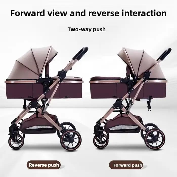 Poussette bébé 3 en 1 à grande vue avec siège auto pliable dossier réglable portable bidirectionnelle absorption des chocs pour sorties en famille occasions spéciales