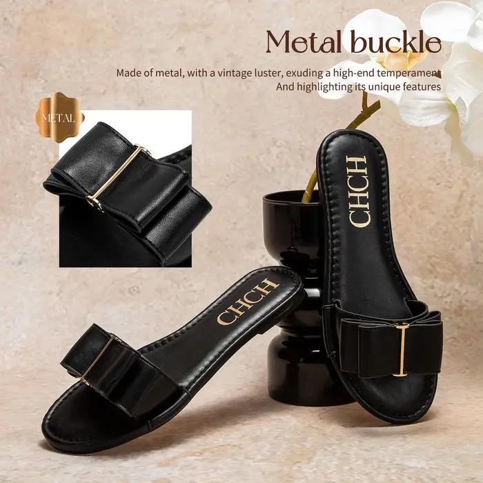 Chaussures plates pour femmes CHCH nouvel été nœud pantoufles décontractées noir chaussures de femme