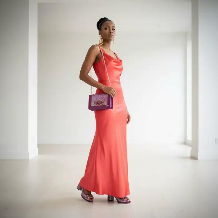 Nouvel ensemble de chaussures à talons hauts et sac de style INS, design italien, orné de strass, pa