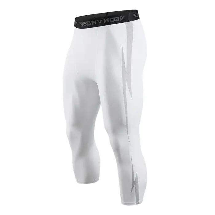 Pantalon de Compression 3/4 pour hommes, Leggings athlétiques Capri secs et Cool, couche de base de