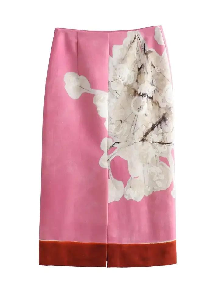 XNWMNZ – jupe crayon en lin mélangé pour femmes, taille haute, fermeture éclair, imprimé floral cont
