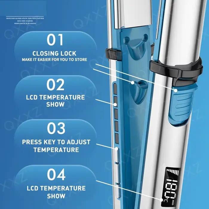 750 ℉ Fer à lisser professionnel en acier inoxydable, fer plat pour tous les Types de cheveux et f