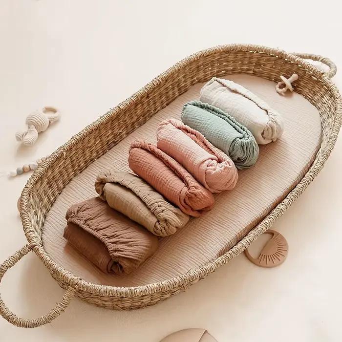 Drap-housse de berceau pour bébé, 2 pièces, housse de matelas à langer pour nouveau-né, imprimé soli