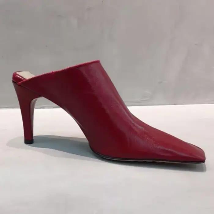 Escarpins rouges bordeaux à bout carré, talons fins, chaussures rétro françaises, chaussures en cuir