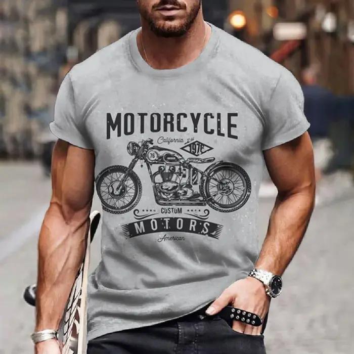 T-shirt à manches courtes imprimé 3D rétro pour hommes, t-shirts vintage, huile, décontracté, moto,