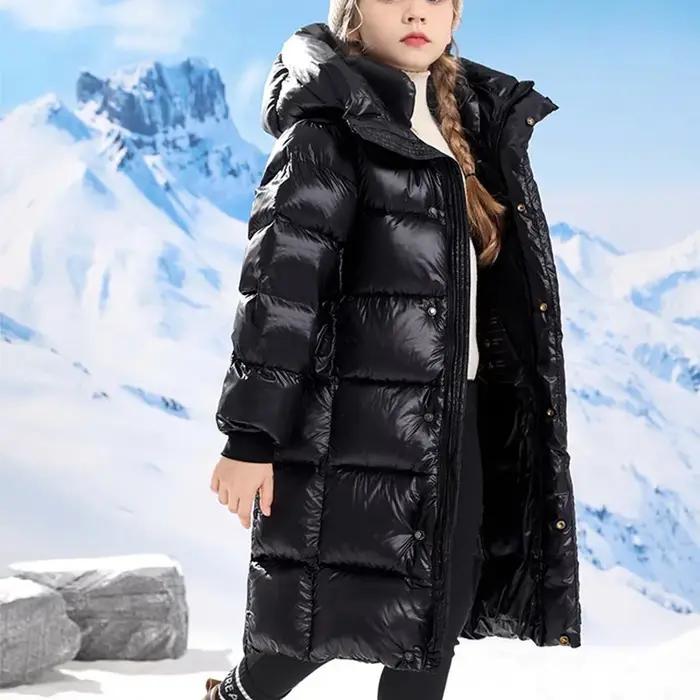 Manteau Long en coton épais noir et or pour enfants, veste d'hiver en coton pour garçons et filles,