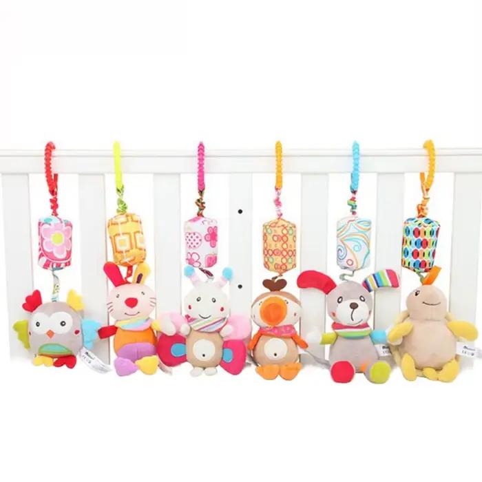 Hochets suspendus sensoriels pour bébé, jouet d'apprentissage doux, animaux en peluche, poussette, l