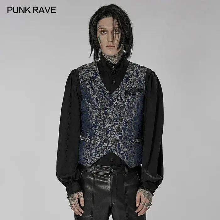 PUNK RAVE-Gilet Gothique Non artificiel astique pour Homme, Jacquard Effet 3D, Magnifique, 3 Couleur