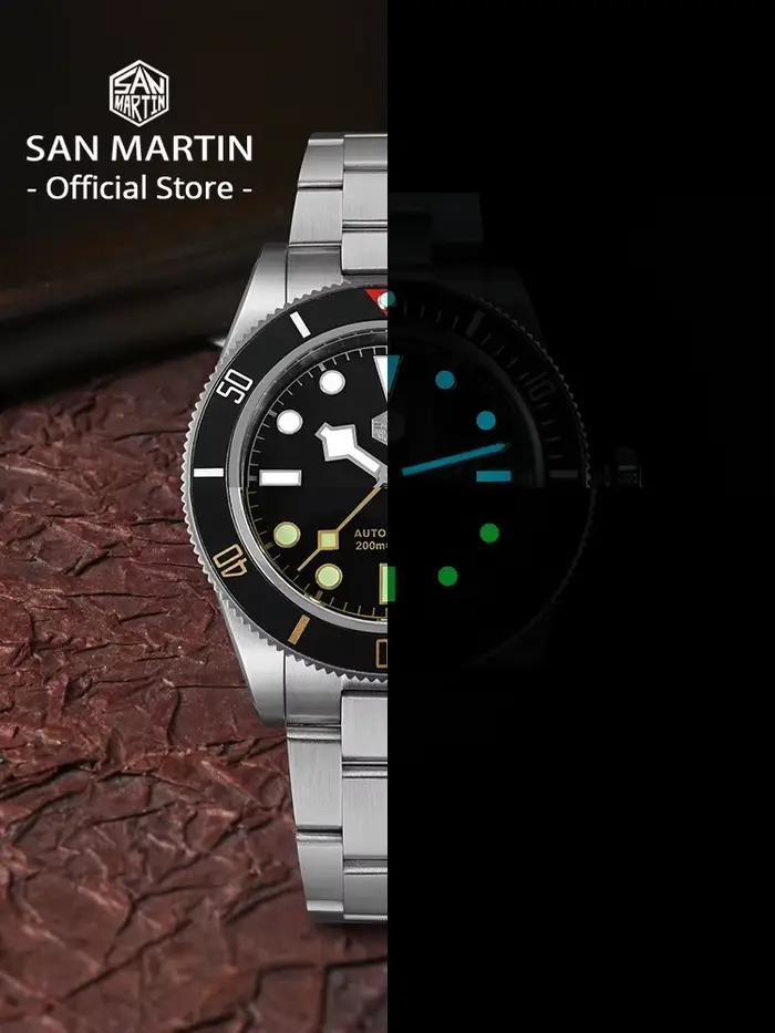 San Martin – montre de plongée rétro de luxe pour hommes, 40mm BB58, NH35, automatique, mécanique, s