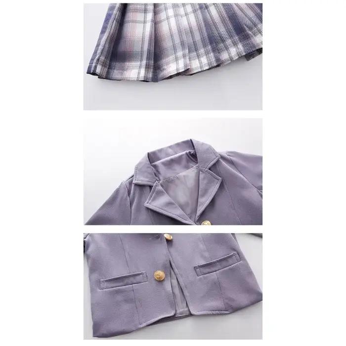 Ensemble trois pièces pour filles, style collège, printemps et automne, nouvelle veste de style étra